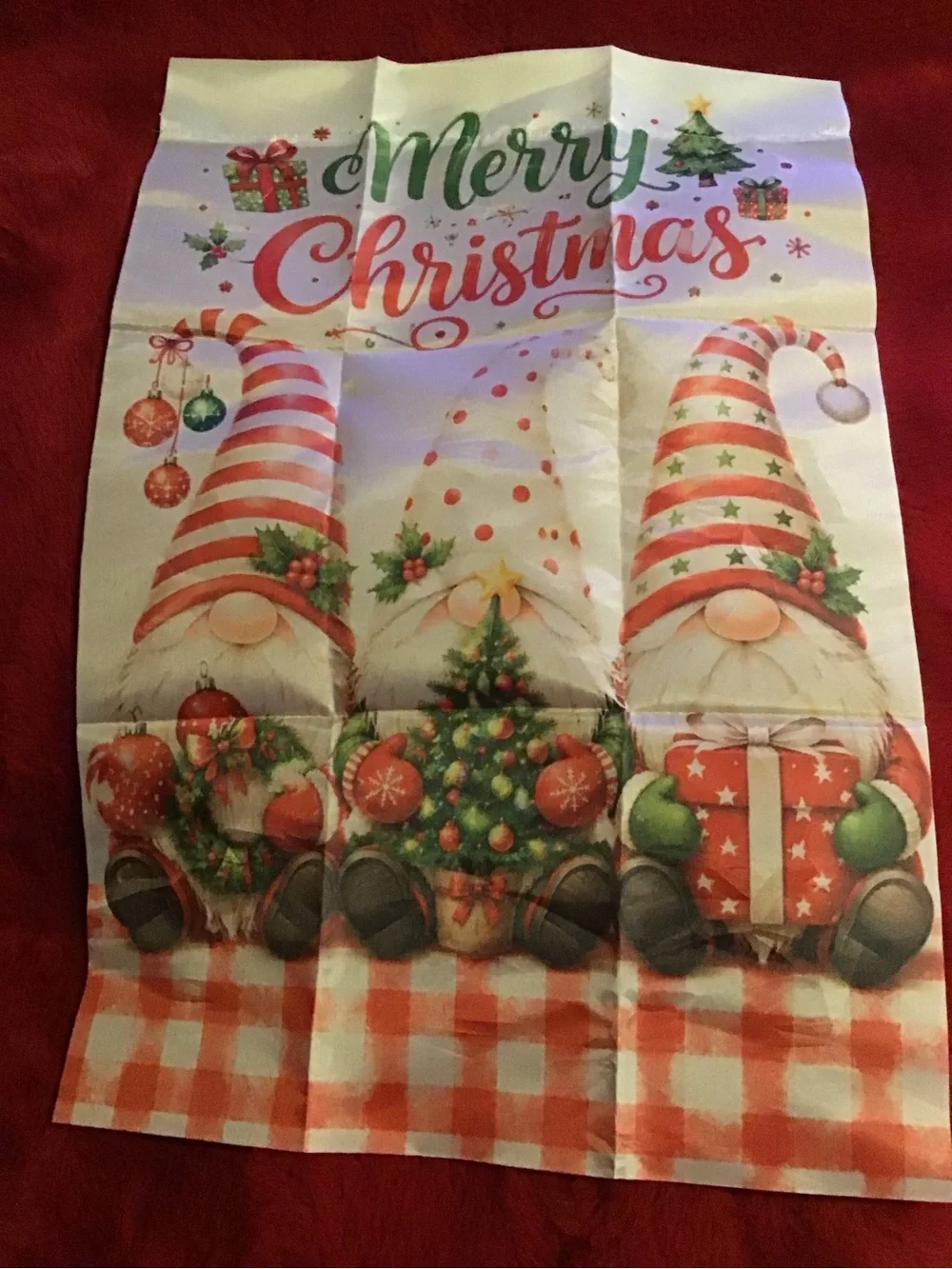 Christmas gnome mini garden flag